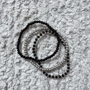 American Eagle Outfitters Black and Silver Bracelet Trio